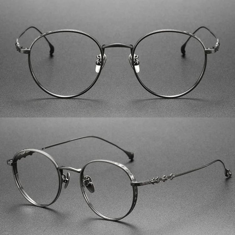 Funky Titanium Spectacle Frames for Ladies Solid Pattern Eyewear Eyeglass Frames with Advance Oval Optical Glasses