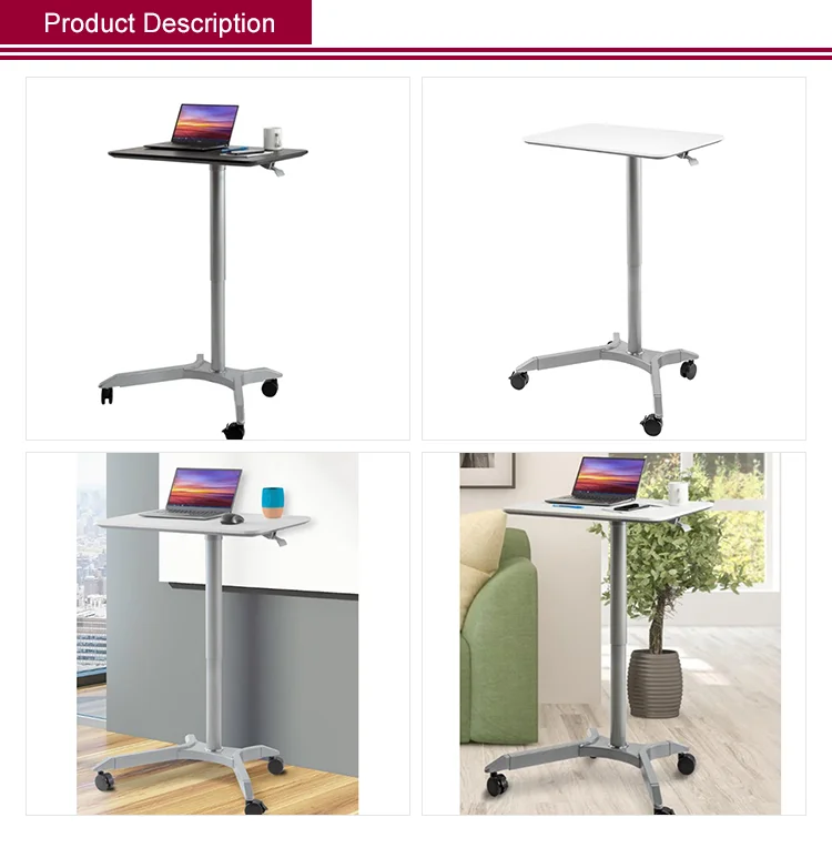 Rectangular White Laptop Desks with Adjustable Height