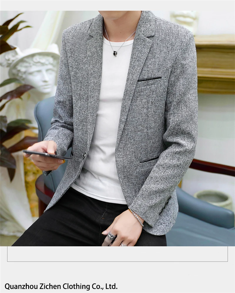 New Fashion Casual Men Blazer Cotton Slim Korea Style Suit Blazer ...