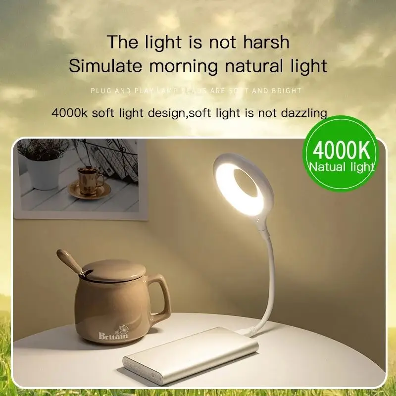 USB Direct Plug Portable Lamp Dormitory Bedside Lamp Eye Protection Student Study Reading Available Night Light