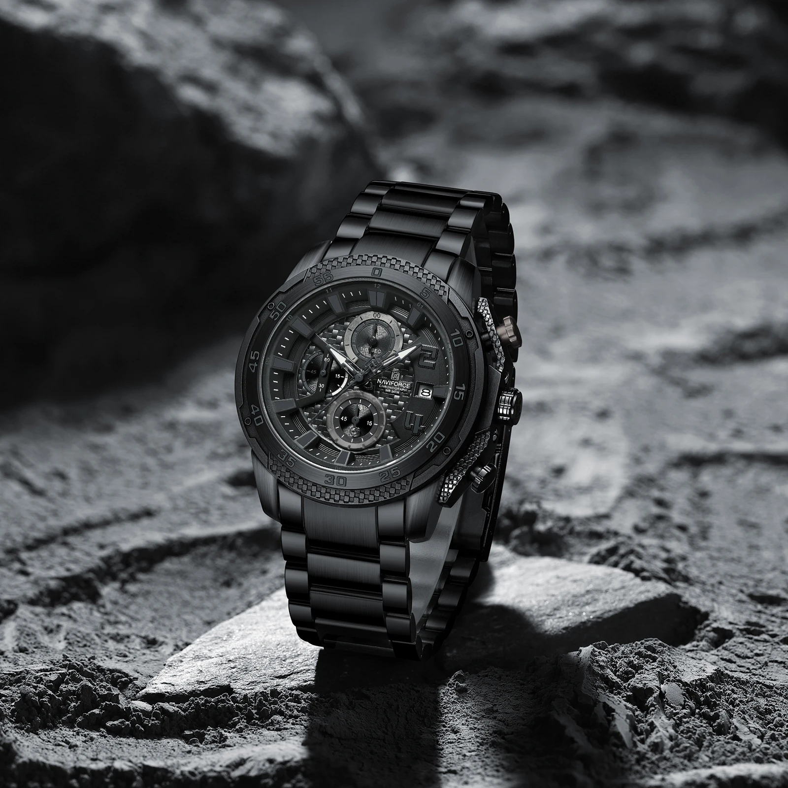 NAVIFORCE 8047 Men Watch Sport Top Brand Luxury Chronograph Date Original Wristwatch Stainless Steel Watches Quartz Male Clock