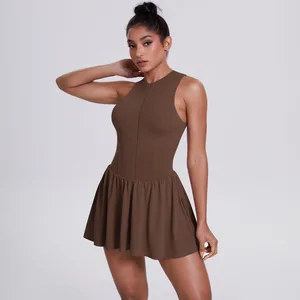 Cloud Sense Breathable Half Zipper Tennis T-Shirt A-Line Skirt Light Bottom One-Piece Yoga Design for Outdoor Activities