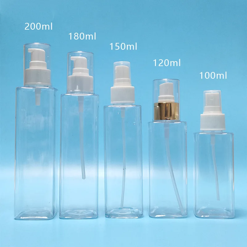100ml 120ml 150ml 180ml 200ml square Transparent Spray Bottle Toner Bottle