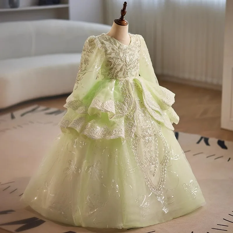 forest green flower girl dress Baby Yellow & Green Princess Dress 18M main image 0