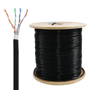 Cat.6A S/FTP Outdoor Ethernet Installation Cable Shielded and Foiled with PE Sheath Reel 305m Black
