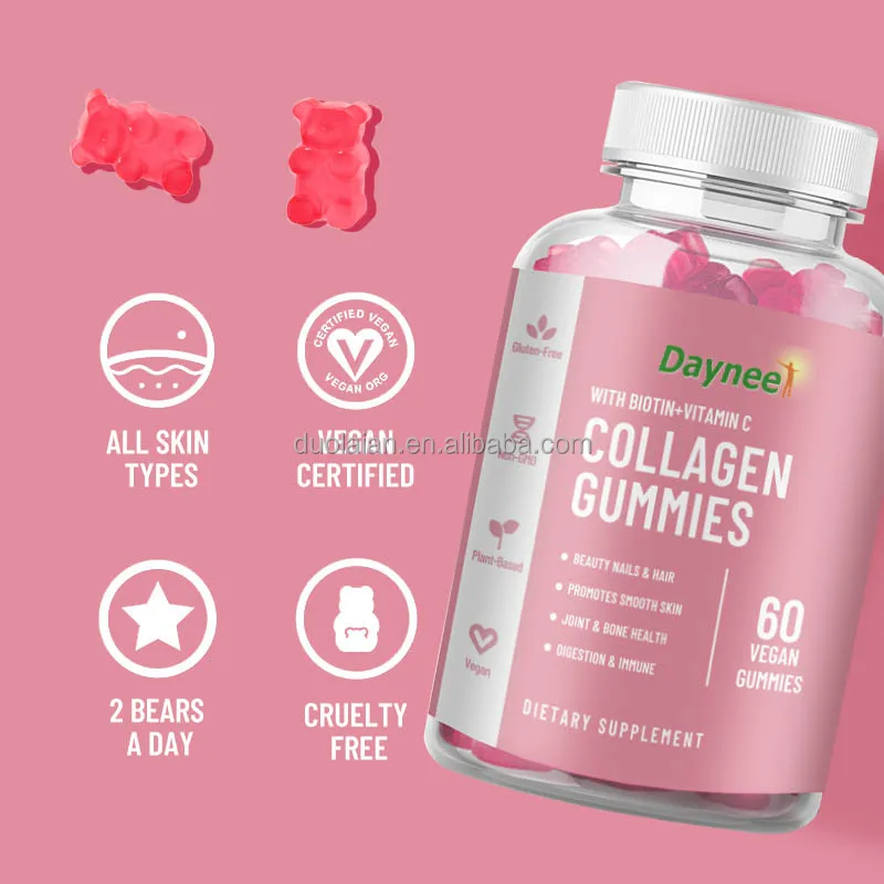 Gommes Beauté Pslalae - Blanchiment Peau, Cheveux, Ongles (Biotine, Kératine, Vit C/E) - 30/60/100 Pcs