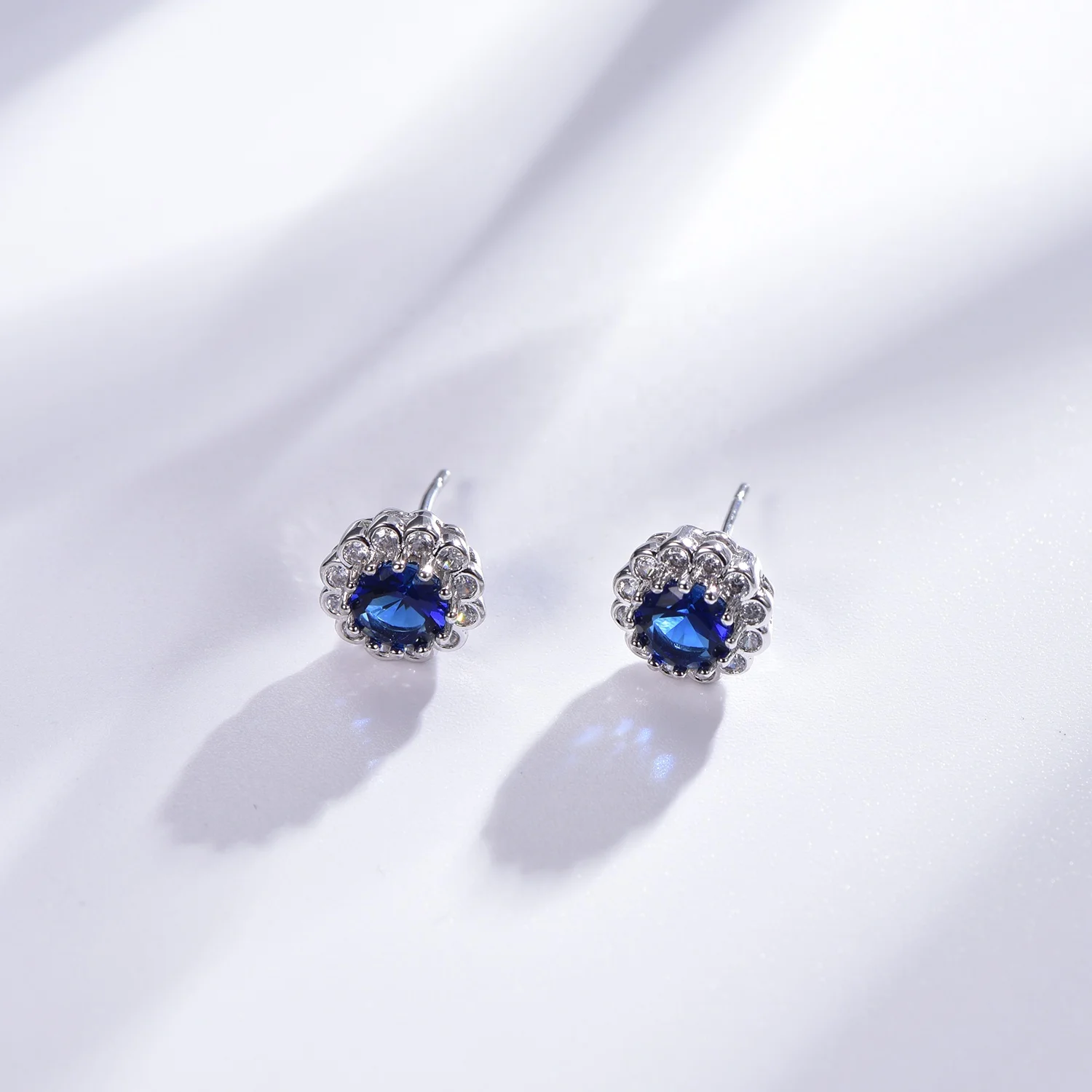 Sterling silver earrings 925 blue crystal earrings AAA cz blue moissanite earrings