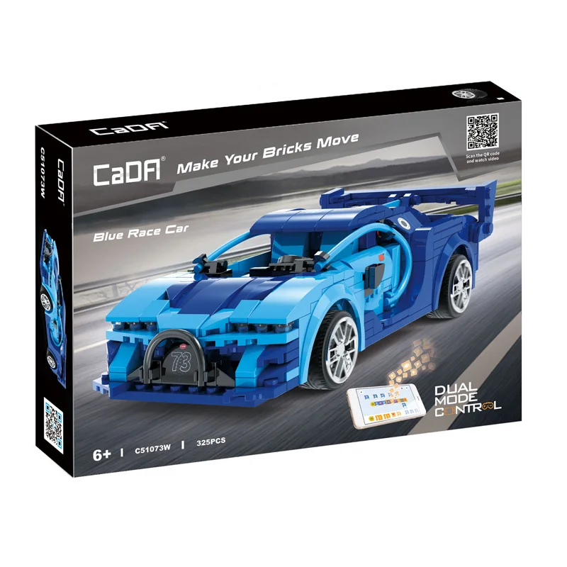 Dual Mode APP Control Rc Building Block Car Cada DIY Bugatti Veyron Blue Racer Car(325pc)