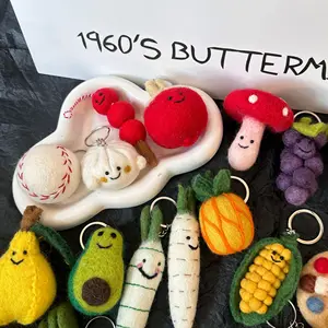 Miu Series High-Quality Wool Felt Fruit Veg Pendants Cute Bag Keychain Charms Decorative Jewelry Accessories