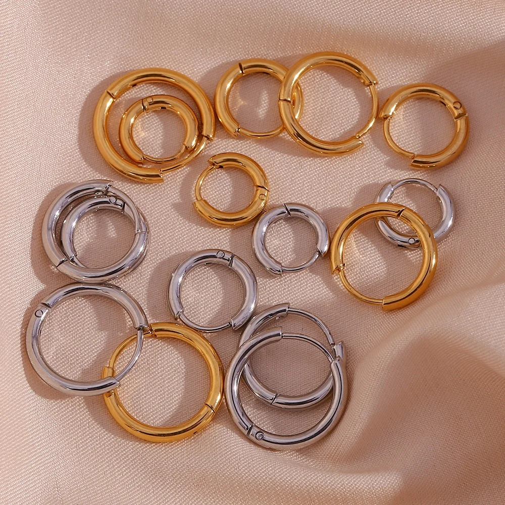 thumbnail interactive-video image 1 of Fashion Attitude Yellow Gold Stainless Steel Crystal Huggie Earrings - High Polish 1 of 4