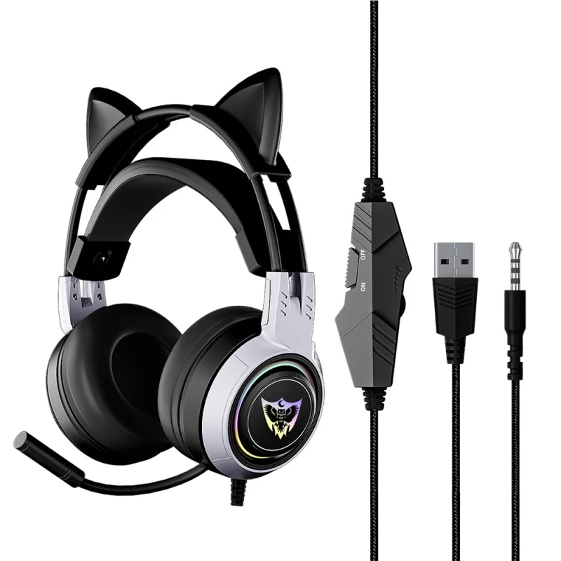 ソイト Sy-g25 猫耳発光ゲーミングコンピューターヘッドセット マイク