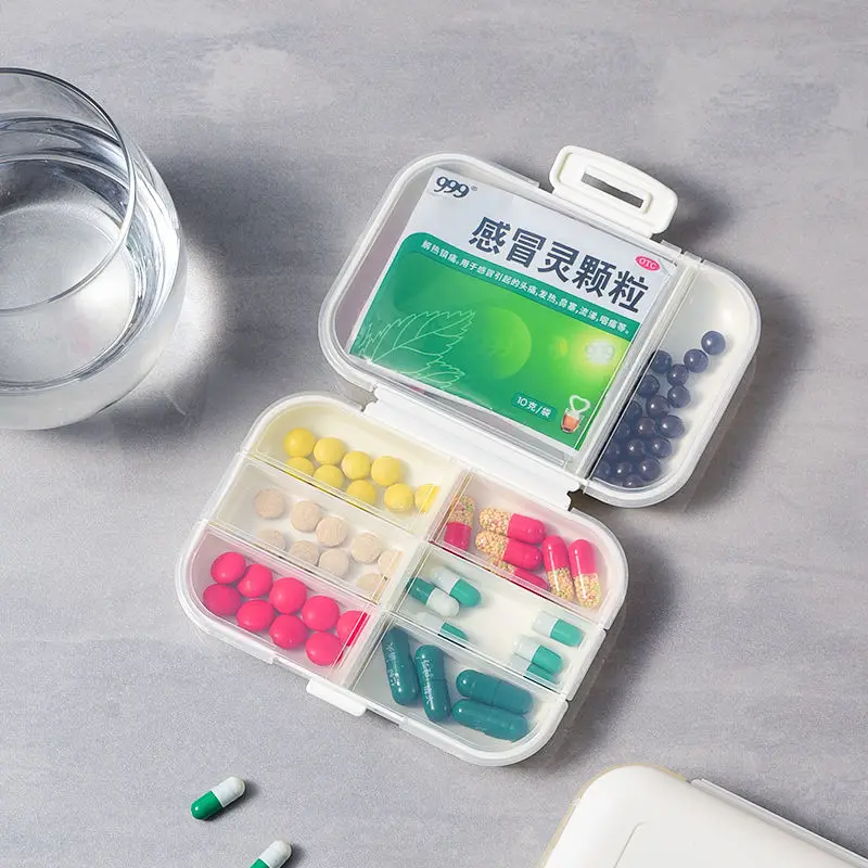 Персонализированный логотип 8 отделений карманный маленький 7 дней футляр для таблеток переносной пластиковый