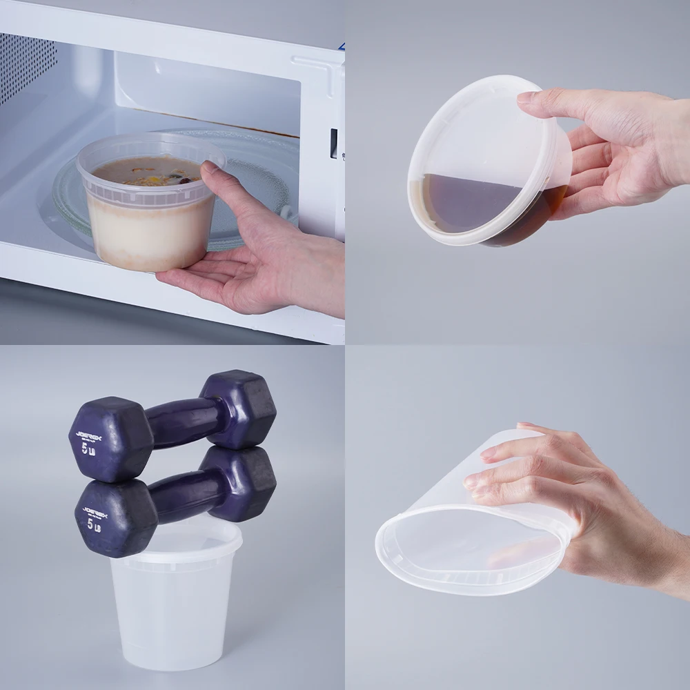 Tazón De Sopa Redondo De 12 Oz Con Tapa A Presión | Plástico Transparente (BPA Free) | Fabri Kal | Apto Microondas