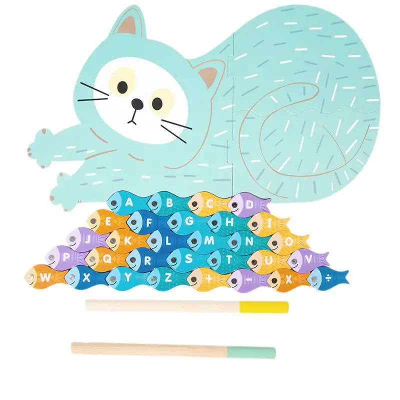 卸売 子供用おもちゃ 教育用子猫フィッシングパズルゲーム 木材使用