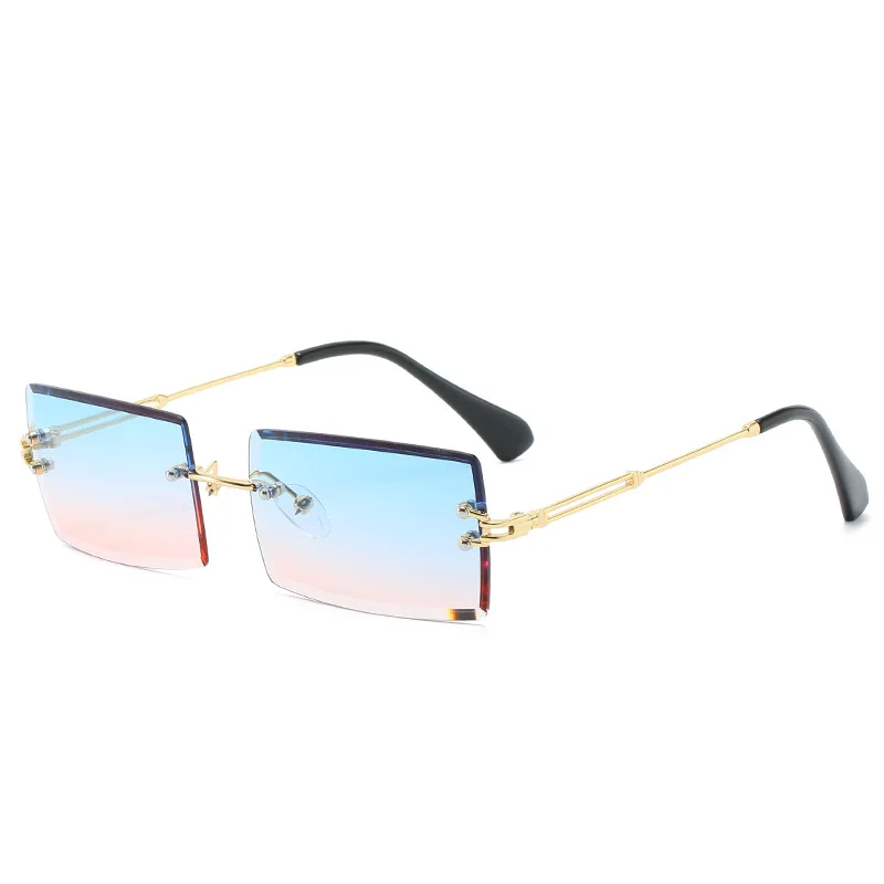 New Trendy Style Small Square Rectangle Rimless Women Men Sunglasses Sun Glasses Shades