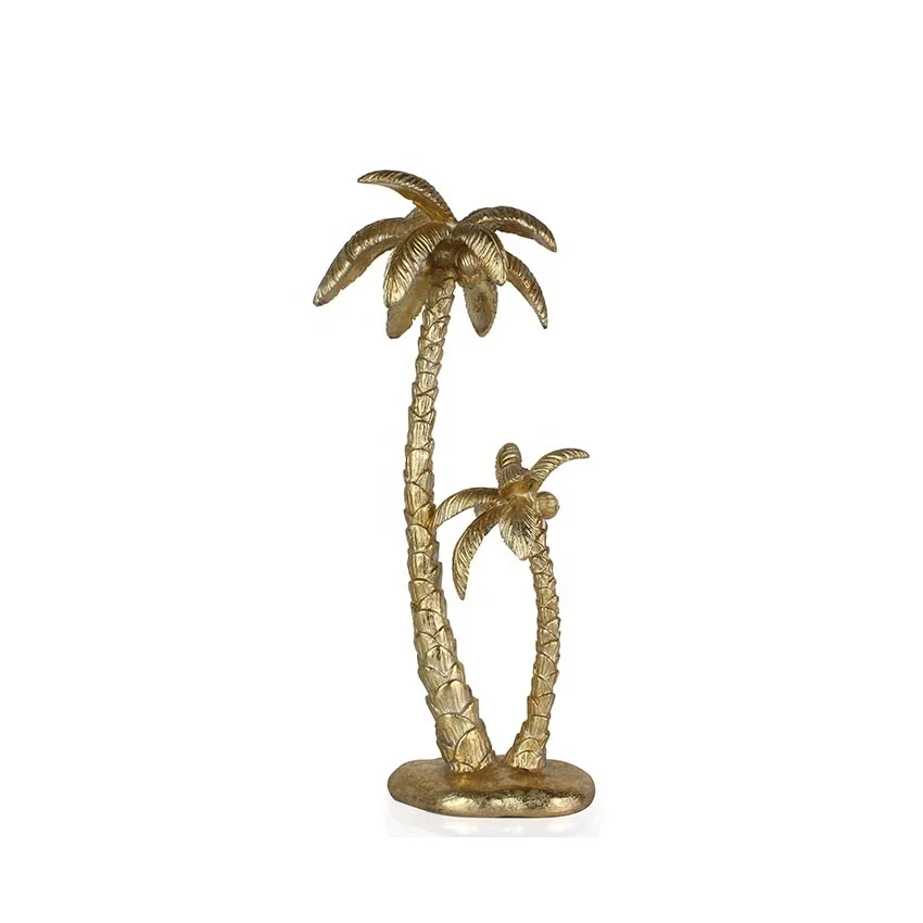 whole sale resin coconut tree sculpture home decoration decorative antique gold home crafts