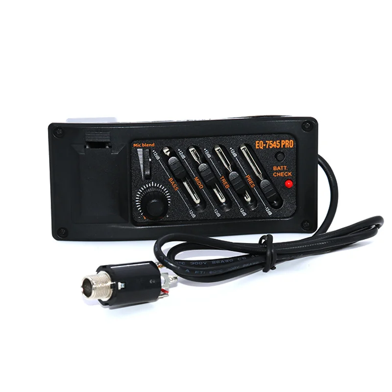 Accessoire Guitare Classique 4 Bandes | Micro Avec Boîtier Pile | Contrôle BASS, MID, TREB, PRES | Noir Égaliseur Guitare Acoustique