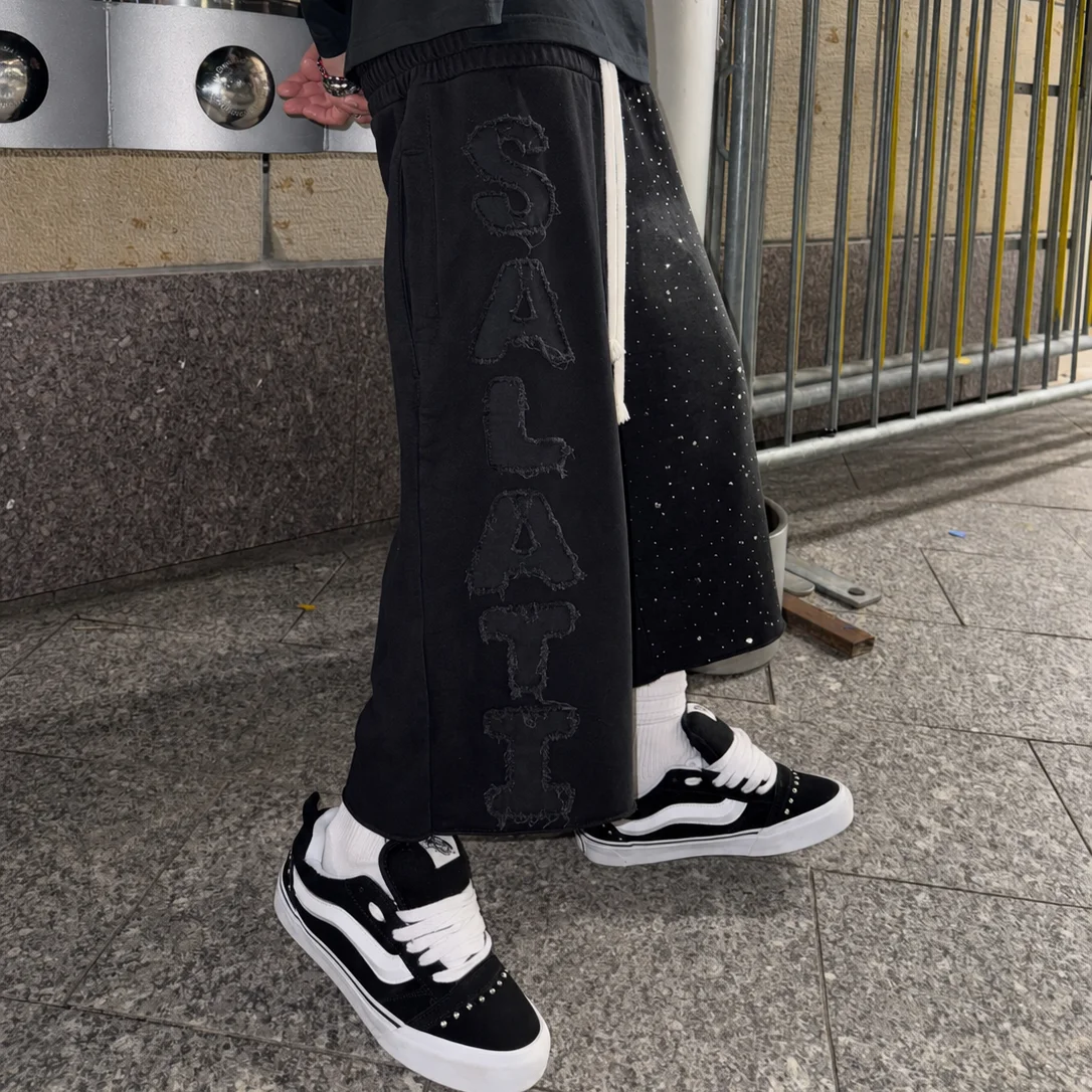 High Quality Custom Reverse Stitching 100% Cotton Drawstring Cropped Capri Pants Printed 3/4 Length Sweat Shorts Men gallery 7