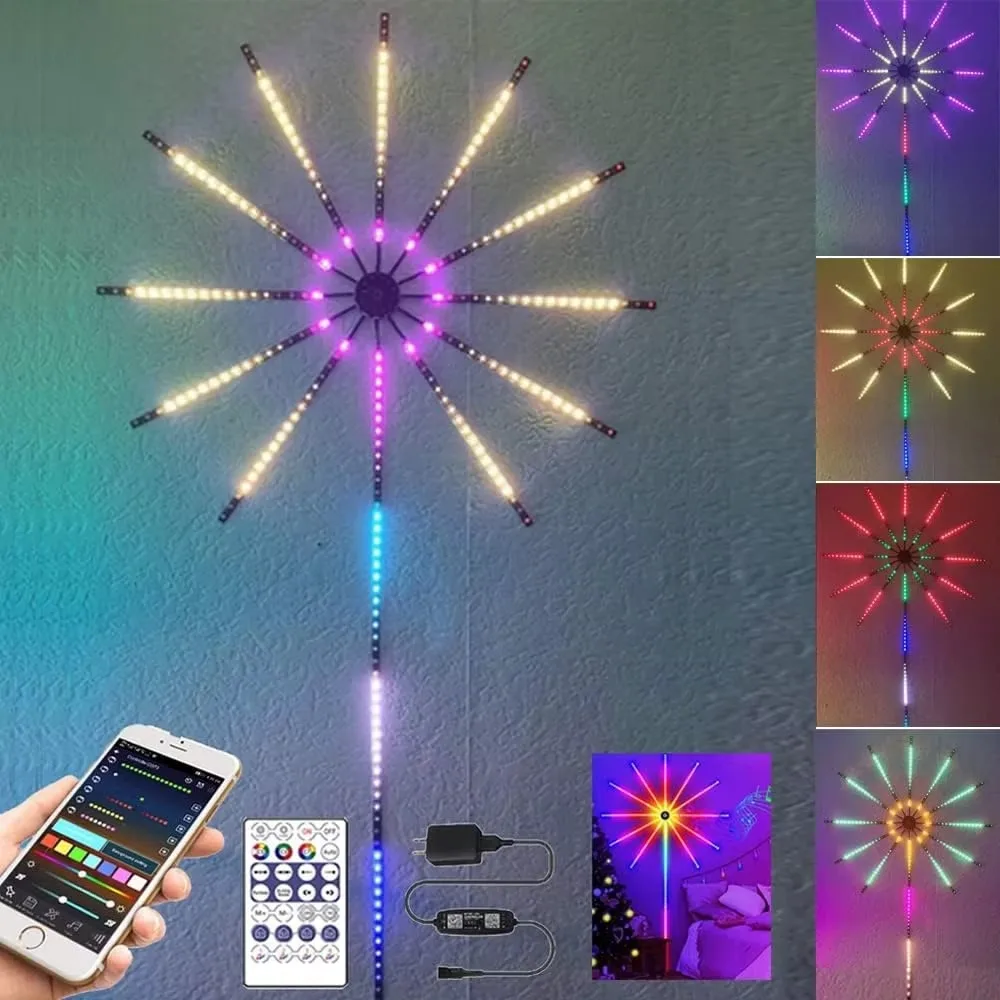 Flexible Intelligent LED Firework Lights Music-Enabled Remote Control for Christmas Parties Festivals Popular for Landscape