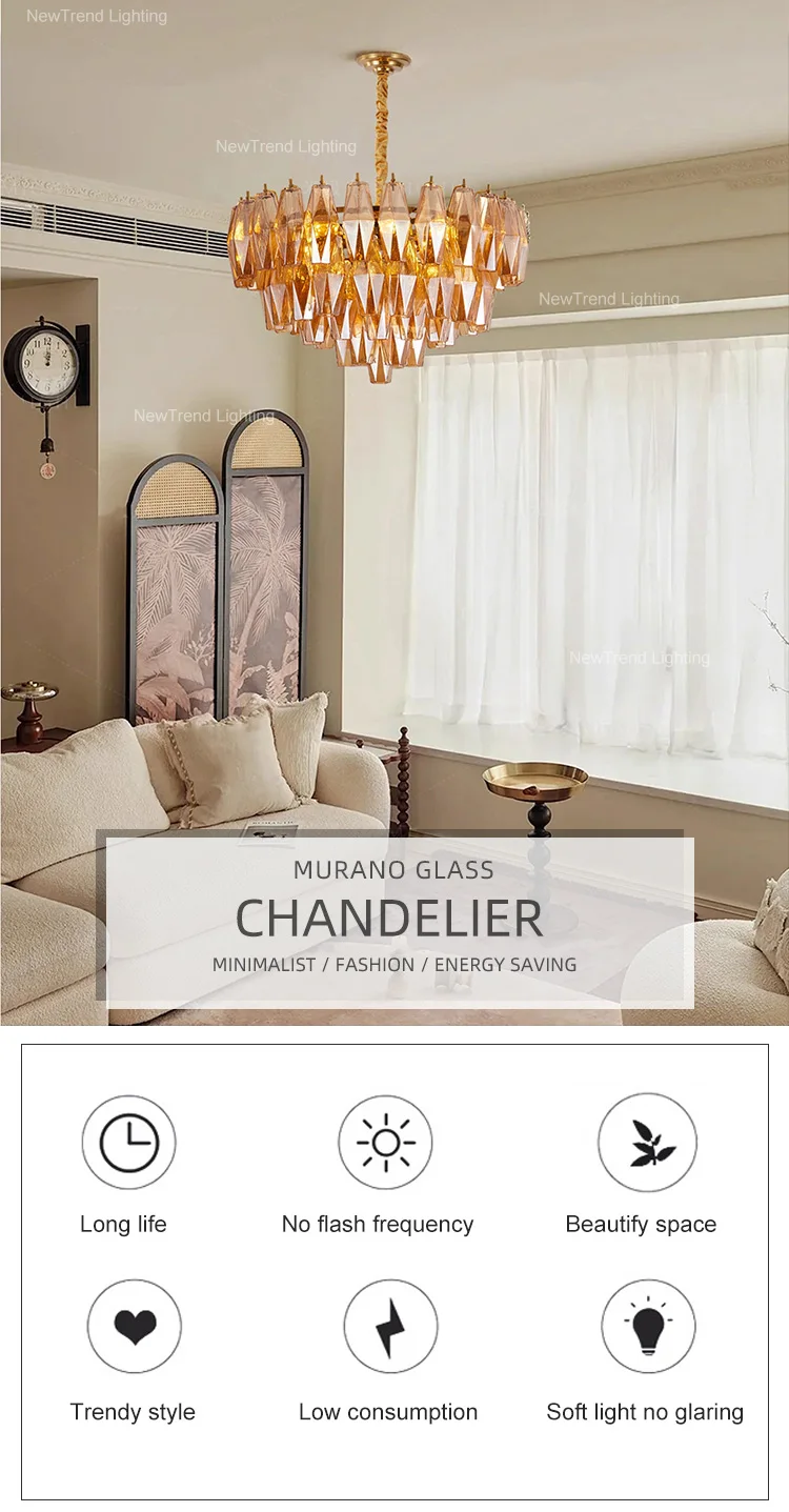 cpl 449 modern luxury pink murano glass chandelier  custom handblown multi head led pendant light for villa dining room  nordic retro interiors-1