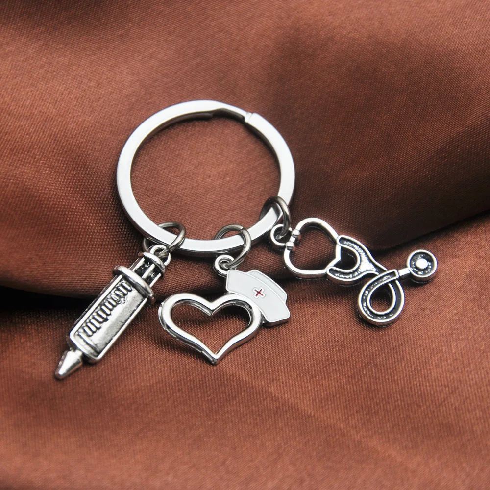 100 Models - Medical Alert Nurse Key Ring Ambulance Paramedic Gift for Doctor Cap Stethoscope Pendant Bag Accessories Key Chain