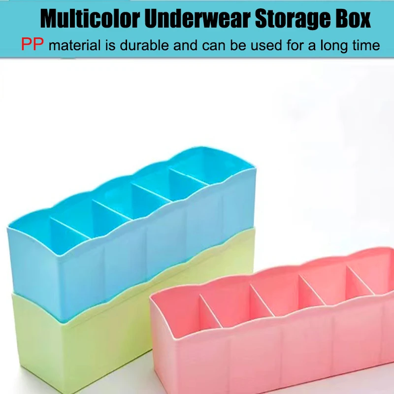 5 Grid Plastic Socks Storage Box Bedroom Underwear Tie Drawer Organizer Dividers Under Bed Organizer for Closet Organization