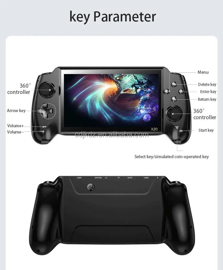 X20 Handheld Game Console 7 Inch 16gb 5400mah Retro Game Console Double Players Game Console For