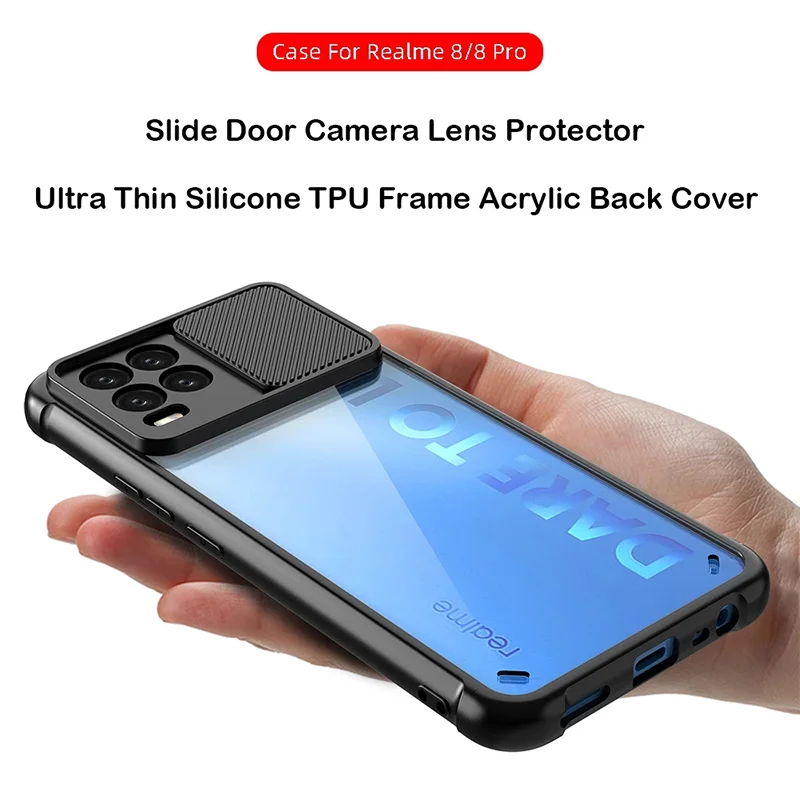 Slide Camera Lens Protection Phone Case for Oppo Reno 5 Pro Realme8 C12 C20 C3 5S 5i Back Cover Phone Case