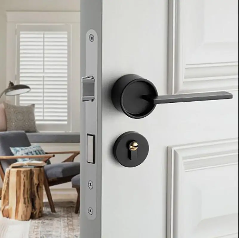 Оптовая продажа черная ручка из цинкового сплава в американском стиле бесшумная индивидуальная дверная защелка рычажный замок для