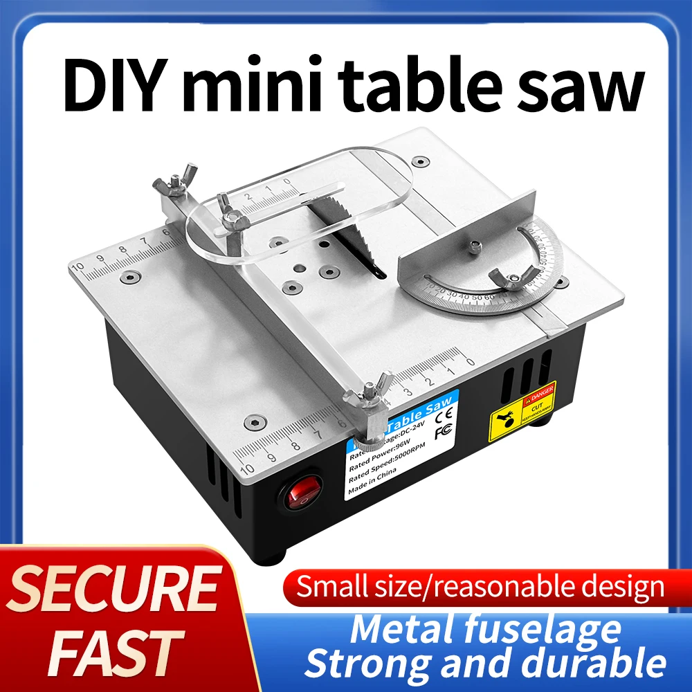 Mini Table Saw Small Woodworking Electric Bench Saw Handmade DIY Hobby Model Crafts Cutting Tool 775 Motor 96W 63mm HSS Blade R1