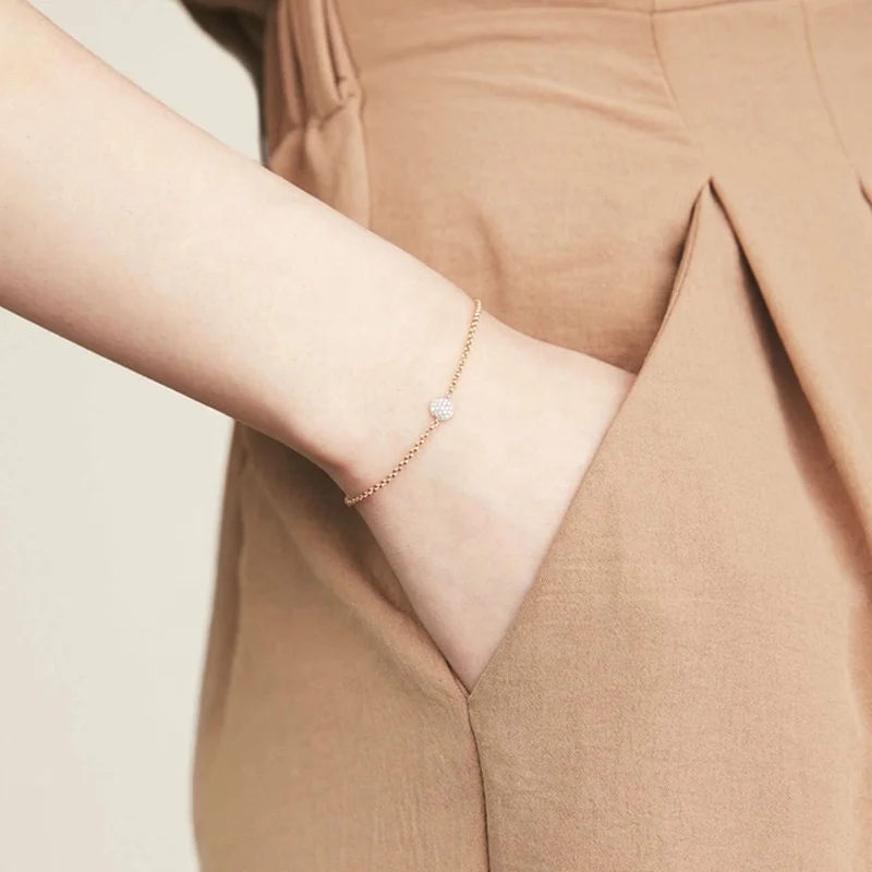 Milskye Hot Selling Minimalist Two Color Gold Plated Sterling Silver Pave Diamond Round Bracelet