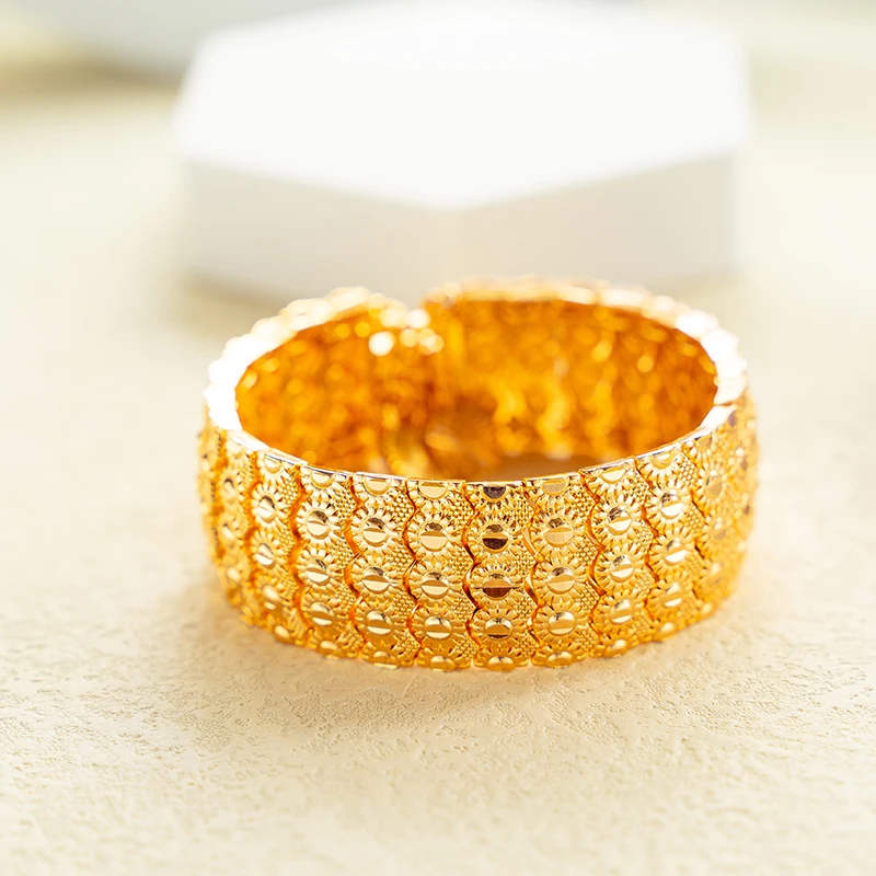 Hot Sale 24K Gold Plated Luxury Jewellery Mens Bracelet Designer Fashion  Geometric Sun Shape Women's Bracelet Jewellery
