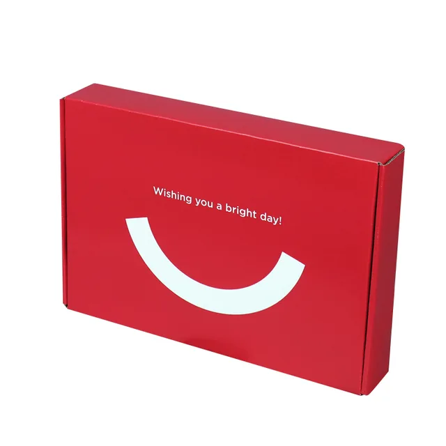 Custom Printed Eco-Friendly  Red Smile Corrugated Cardboard  Mailer Shipping Box Courier Box Delivery Boxes