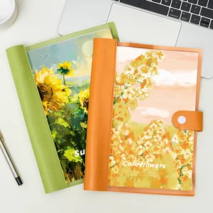 Simple Flower and Plant Notebook PVC Binder Cover Loose Leaf Journal Diary Notebook Binder Planner for Students