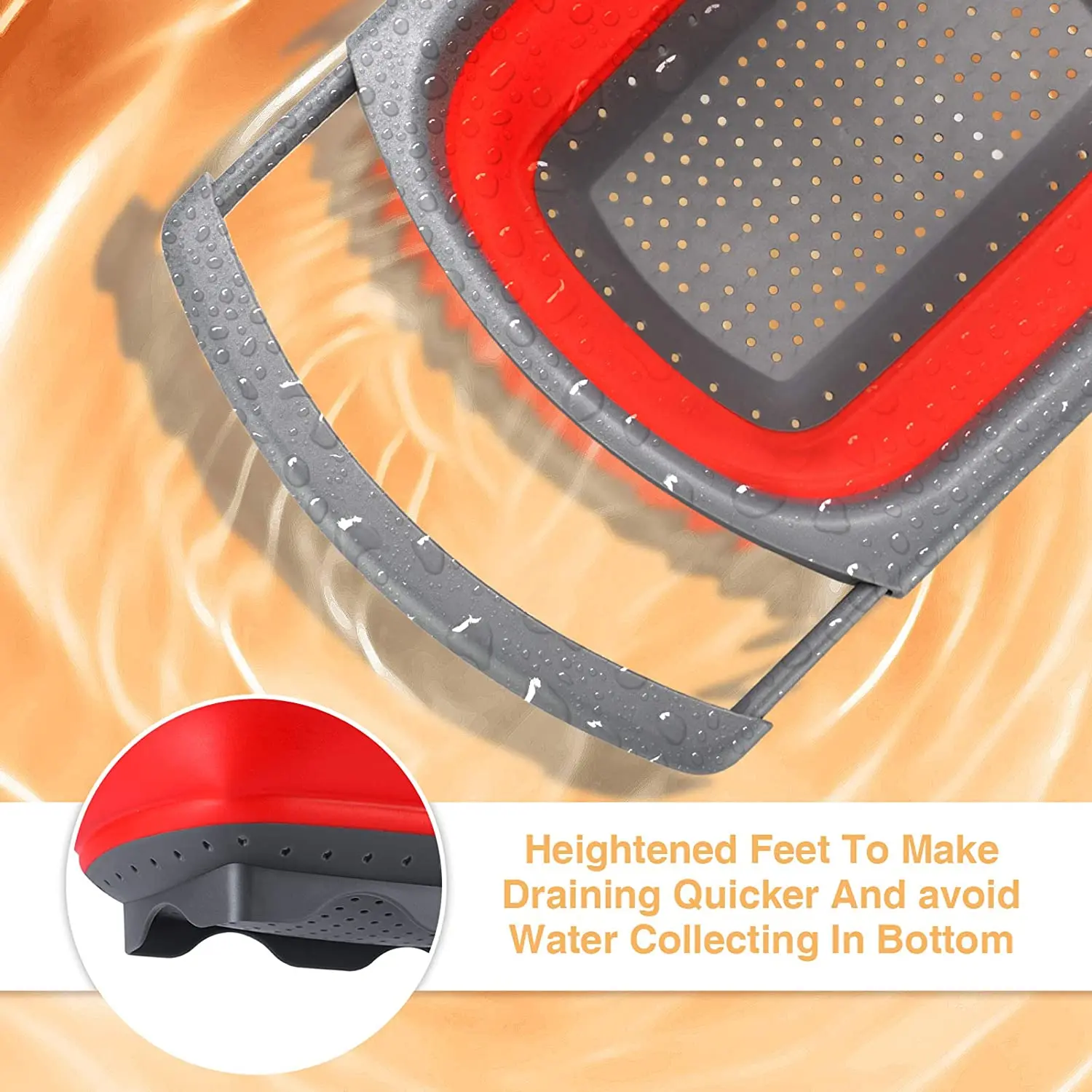 Dishwashersafe Adjustable 6quart Folding Vegetable Fruit Collapsible