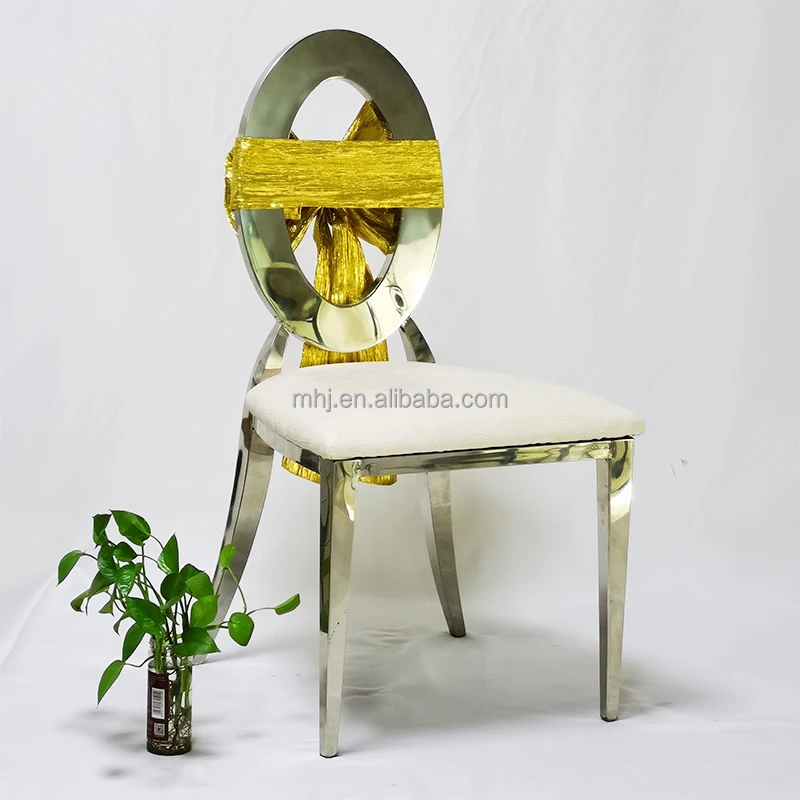 Новый стиль, роскошный стул из нержавеющей стали с круглой спинкой для банкета, мероприятия, свадьбы