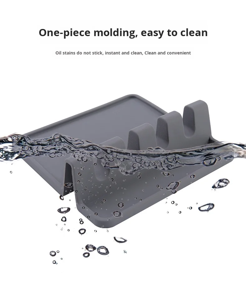 Household Silicone Kitchen Utensil Rack Spoon Holder Storage Pad for Spatula & Soup Spoon Pot Clips & Spoon Rests factory