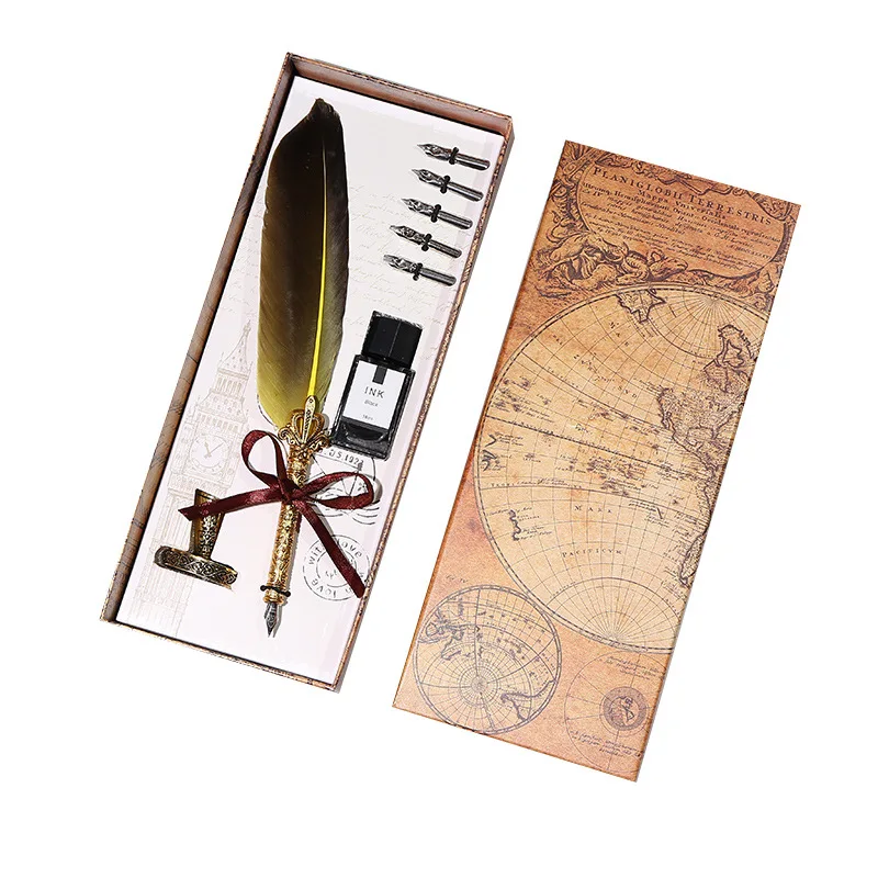 High Quality Calligraphy Feather Dip Pen Writing Ink Stationery Set ...