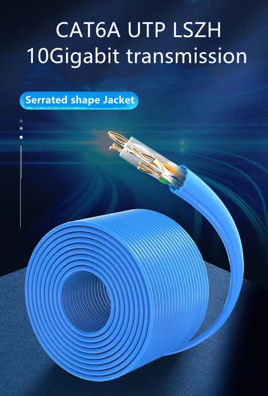 Cat6A Structured Communication Cabling 1000 ft Plenum Solid Copper UTP Fast Cable Bulk Bare Copper Conductors