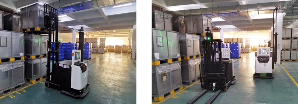 Intelligent Autonomous Charging Stacker 1.5T Reach Stacker Forklift AGV