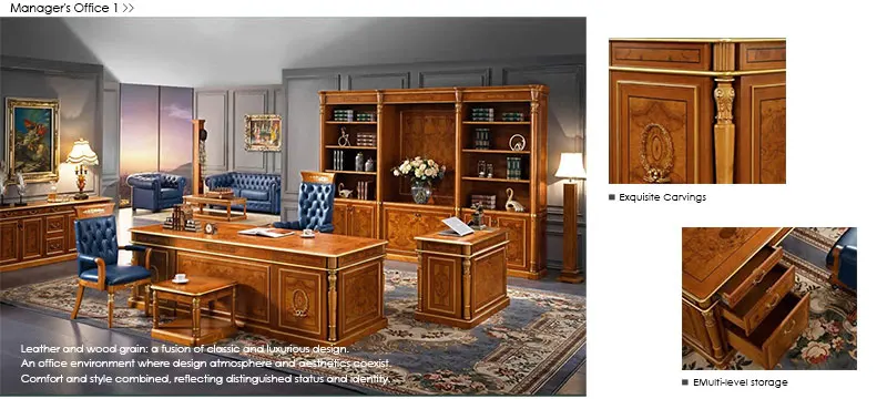 Arabian-style Luxurious Exclusive Solid Wood Classic Manager Executive Desk Workstations Boss Royal Office Furniture
