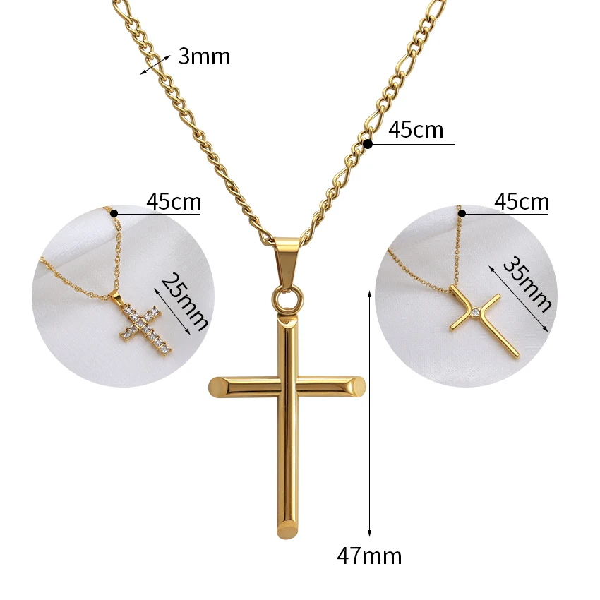 Minos New Arrival Zircon Cross Pendant Necklace 18k Gold Plated ...