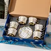 B-6 Cups 6 Plates + Golden Spoons