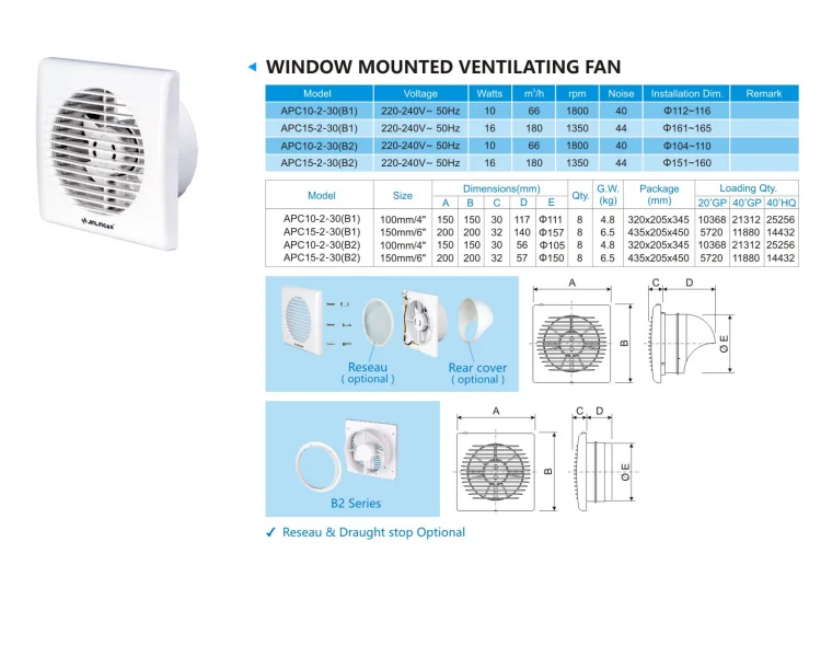 Window Mounted Air Extractor, 220, Electric - detail 14