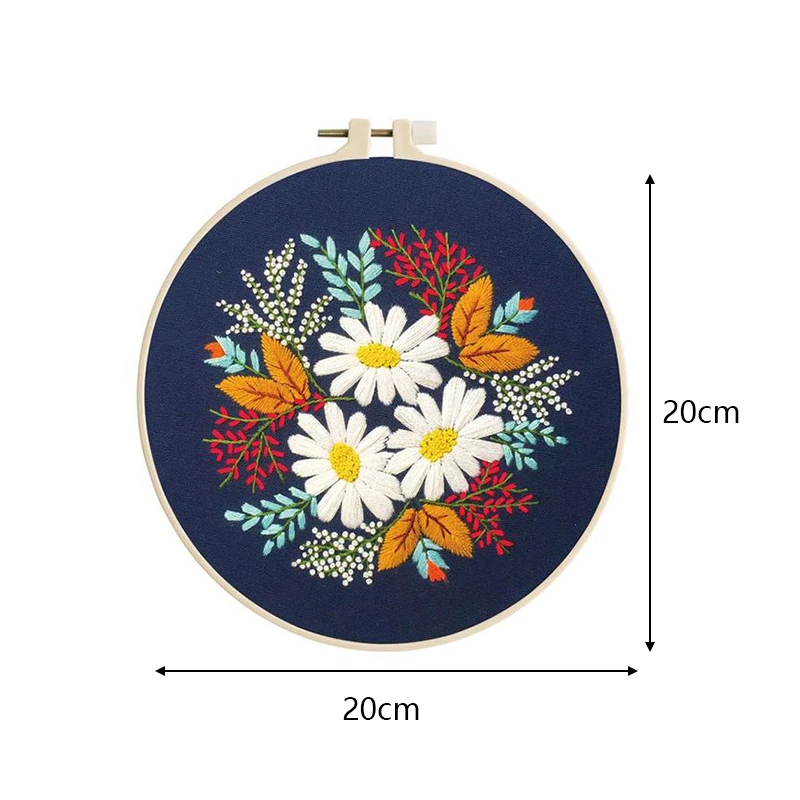 Kit Débutant Broderie XM-GENYUE - 3 Motifs Animaux/Fleurs, Cerceau Bambou, Fils Et Aiguilles, DIY