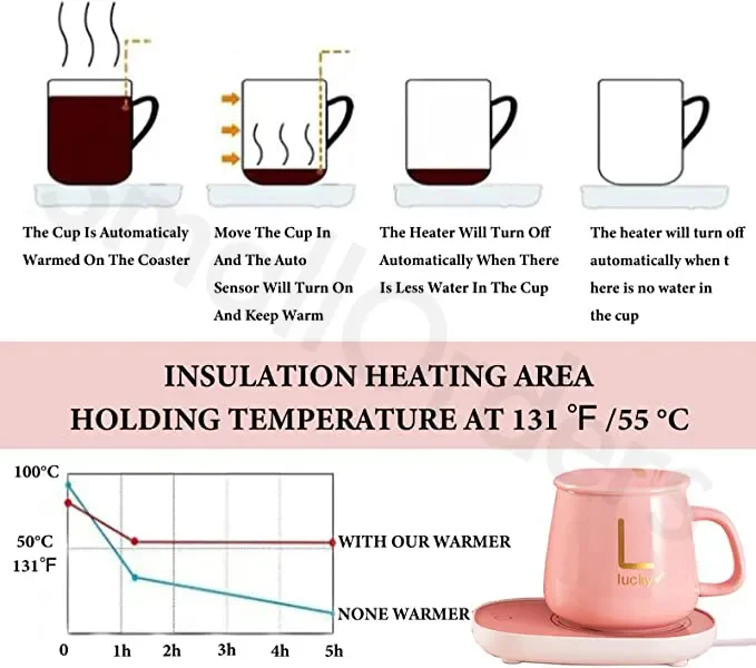 Promotional Luxury Business Gift Corporate Office Souvenir Thermostatic Ceramic cup 55 degree warm cup Heating water cup Mu