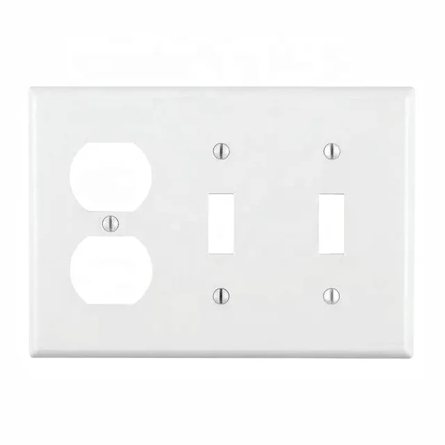 White 3gang Plastic 1 Duplex and 2 Toggle Switch Combo Wall Plate- Standard Size-115*162.4*6.3mm-Decorator Switch Covers