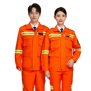 Men's Pure Cotton Flame Retardant Workwear Set Anti-Static High Temperature Resistant Reflective Forest Workwear Clothing
