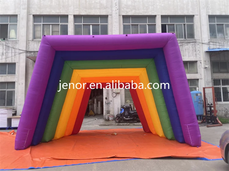 Colorful Rainbow Inflatable Arch Tunnel Entrance for Pride Parade Party Decoration