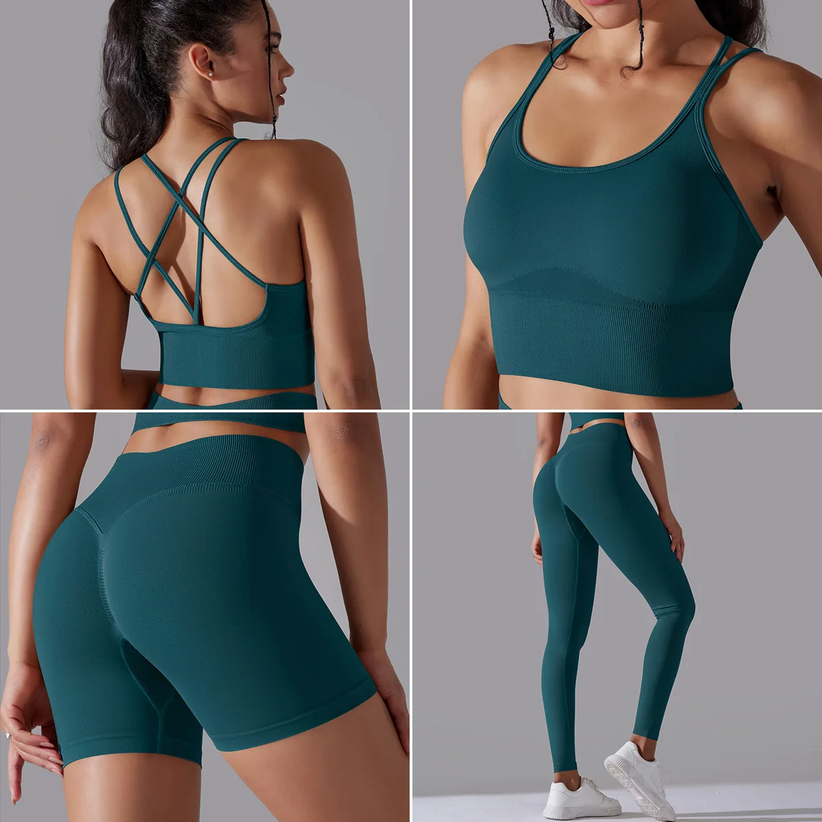 Hot Sexy Seamless Sports Sra For Girl solid color cross back sports bra vest cotton yoga clothing ladies running fitness wear factory